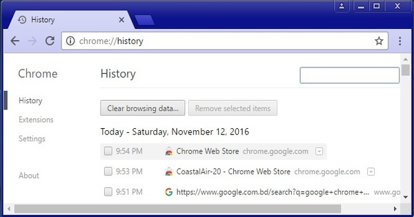 how to delete history on google chrome for one website