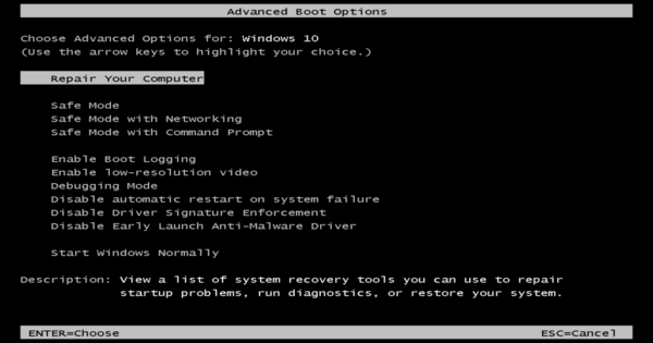 Windows 10 Legacy Boot Menu