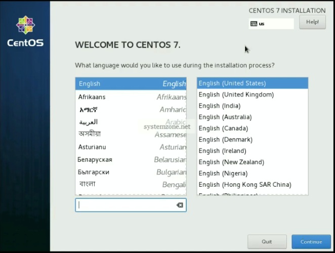 CentOS 7 Language Options