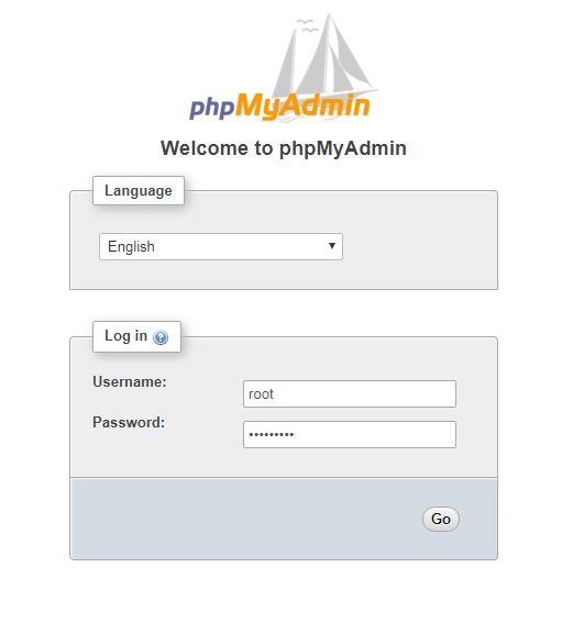 phpMyAdmin Login Page