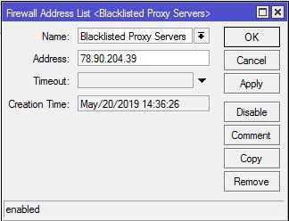 Adding Blacklisted Proxy Servers