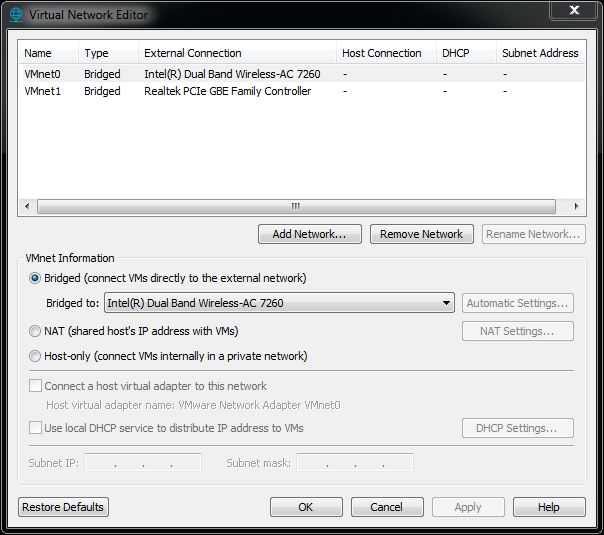 VMware Virtual Netwok Editor