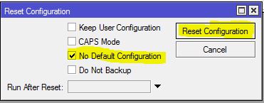 Resetting RouterOS Default Configuration