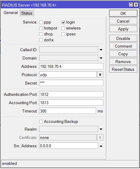 RADIUS Client Configuration in MikroTik RouterOS