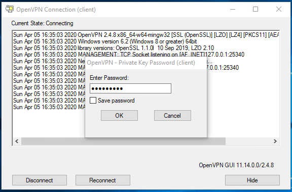 OpenVPN Client Asking for Client Certificate Password