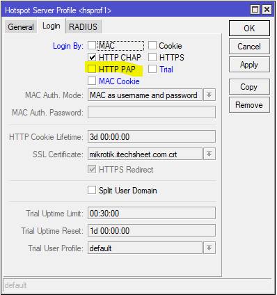 Disabling HTTP PAP in Hotspot Network