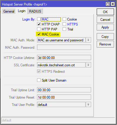 Enabling MAC Cookie in Hotspot Server