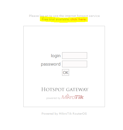 Hotspot Trial Login Page