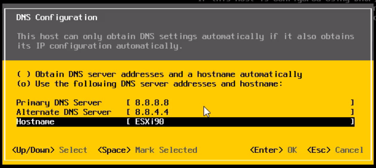 ESXi DNS Configuration