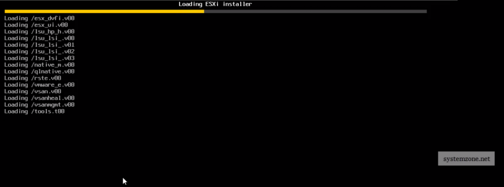 Loading VMware ESXi Installation Files