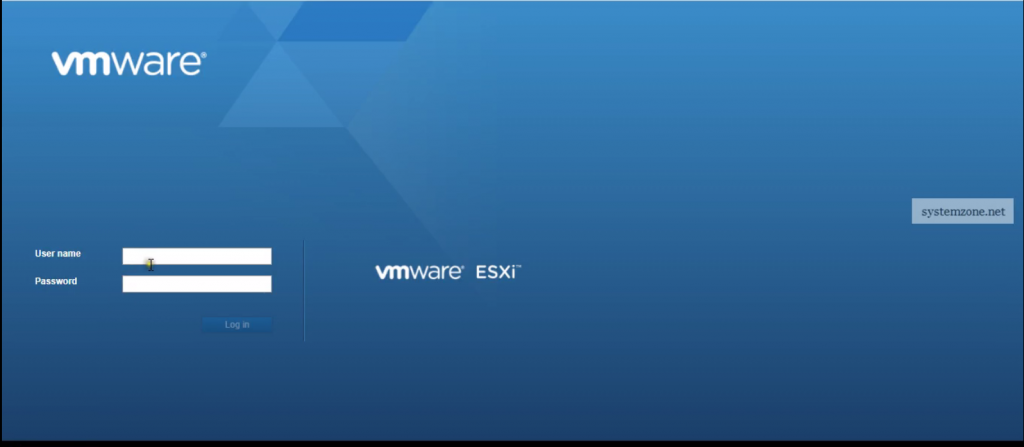 VMware ESXi Web Login Page