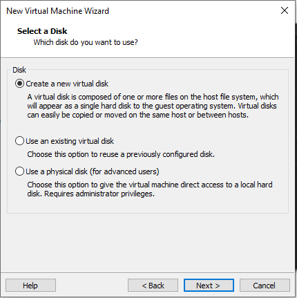 Creating new virtual disk for ESXi Host