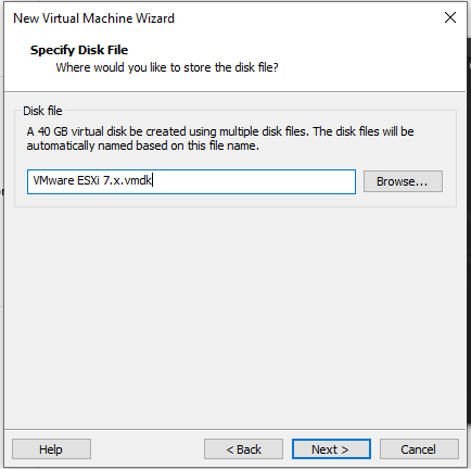 Specifying the virtual disk location