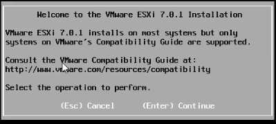 Welcome Screen of VMware 7.0 Installation