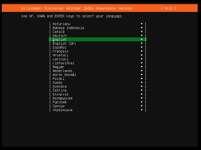 Choosing Ubuntu Server Language