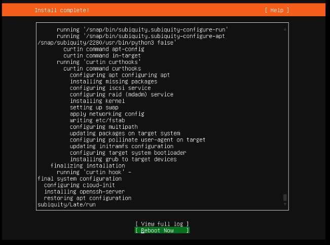 Ubuntu Server Installation Complete