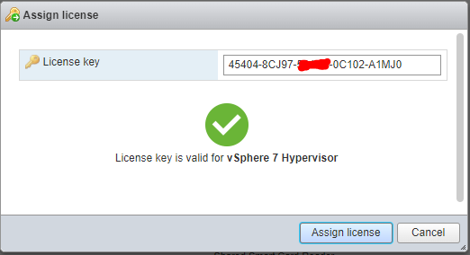 Assigning license in VMware ESXi Host